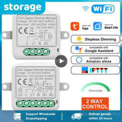 Tuya WiFi Smart Dimmers Switch Module Supports 2 Way Control LED Lights Dimmable Switch Work with Alexa Home