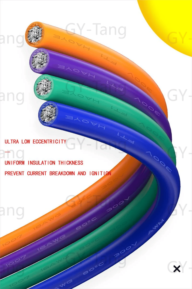 Description Picture 3 of item5-20 meters per axis，5 Colors DIY Wire PVC Tinned Copper Electronic Wire, 16/18/20/22/24/26/28/30AWG Stranded Cable Wire