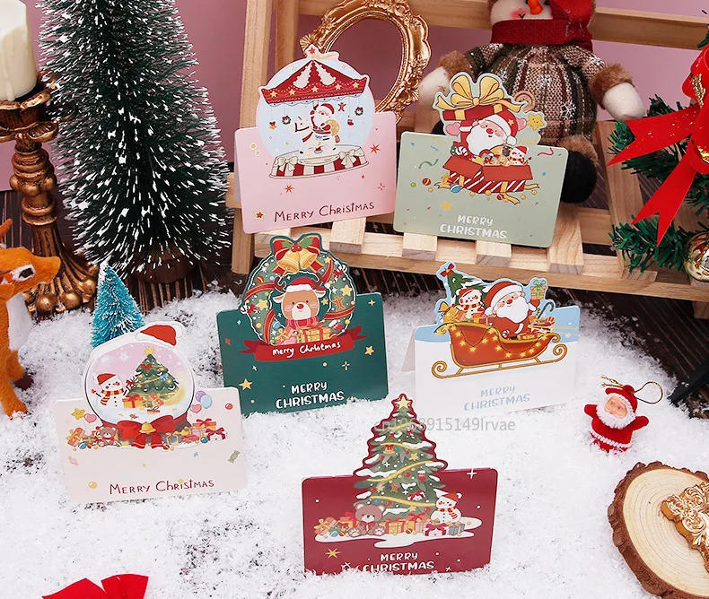 Description Picture 4 of item6PCS Christmas Greeting Card Mini Christmas Blessing Greeting Cards School Envelope Postcard Gift Card For Xmas New Year Gifts