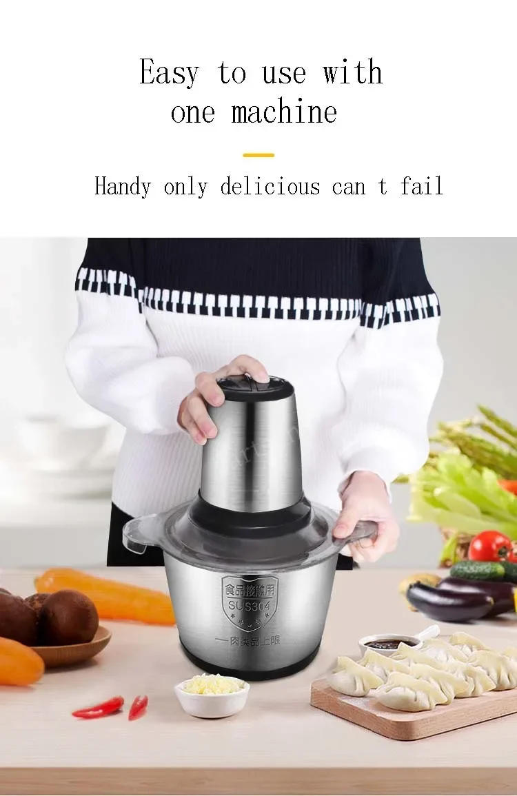 Description Picture 6 of itemElectric Meat Grinder Stainless Steel Food Processor Chopper Kitchen Utensils Vegetable and Fruit Chopper Household Grinder