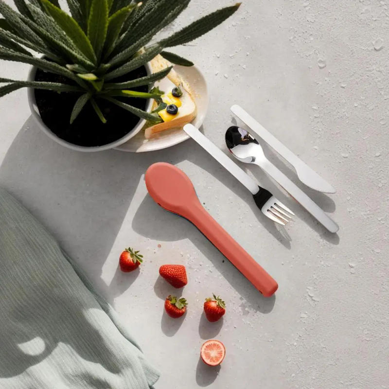 Description Picture 2 of itemPortable Utensils Set Reusable Dinnerware Stainless Steel Portable Silverware Set Dinnerware Travel Fork Spoon Camping Tableware