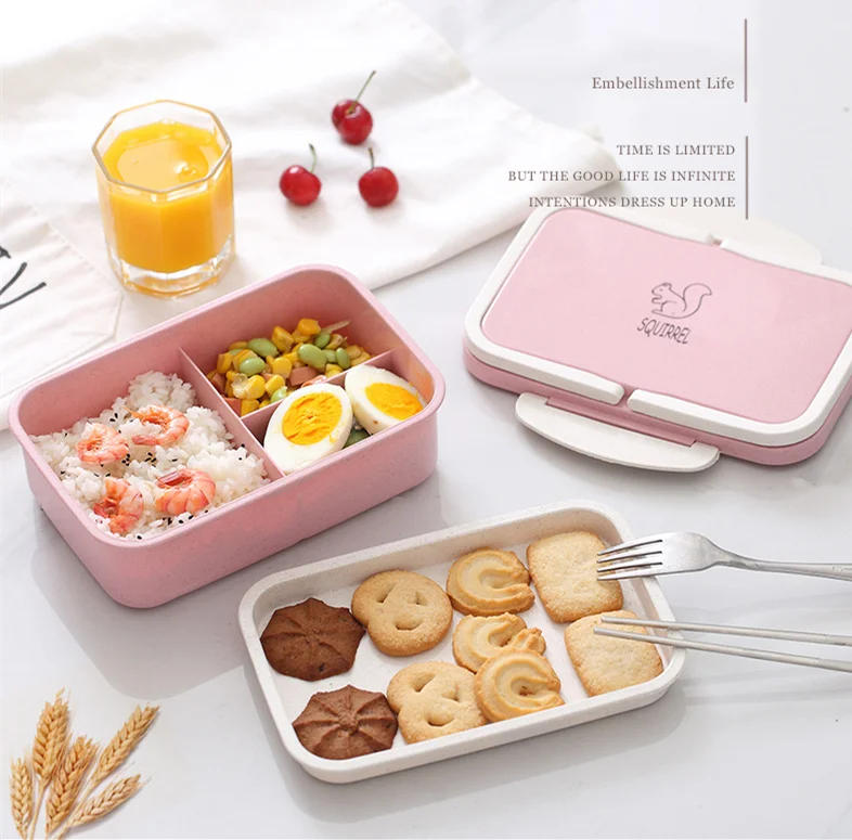 Description Picture 2 of itemWheat Straw Lunch Box for Kids Cartoon Bento Box Portable Eco-friendly Food Container for Picnic School Microwavable 1pc