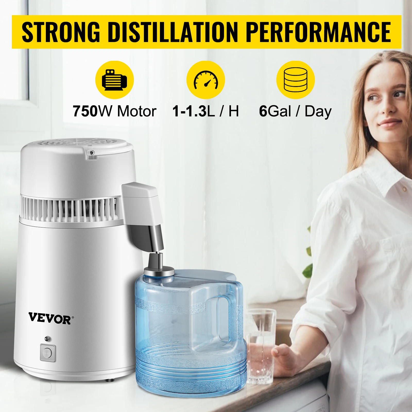 Description Picture 6 of itemVEVOR Water Distiller 4L Purifier Filter Dispenser Heating Drinking Bottle Softener 304 Stainless Steel Home Appliance for Offic