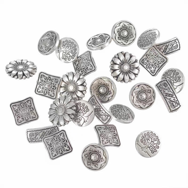 Description Picture 2 of itemCLYAIYLC Mixed Antique Silver Flower Decorative Metal Buttons for Sewing