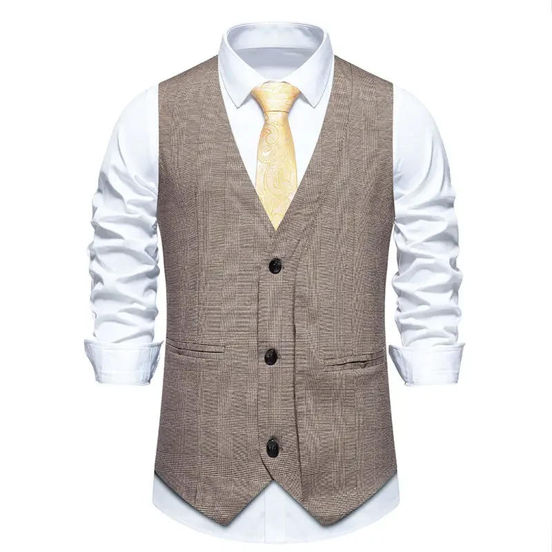 Description Picture 3 of itemRetro Suit Vest for Men's Formal Plaid V-neck Business Men's Casual Fashion Versatile Vest Jacket