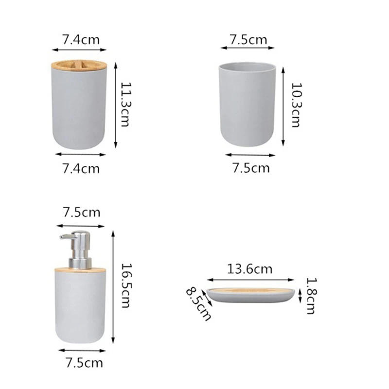 Description Picture 6 of itemBathroom Accessories Set Soap Dispenser Bottle Dish Washroom Toothbrush Holder Cup Suit