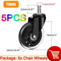 AD 5PCS Universal Mute Caster 50KG Wheel 10mm 11mm Replacement Office Chair Swivel Rollers 360 Degree Wheels Furniture Hardware