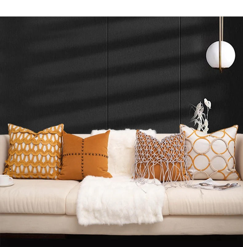 Description Picture 4 of itemOrange Cushion Cover Suede Fabric Pillow Case Luxury Decorative Pillows for Chair Sofa Bedroom Living Room Home Decor