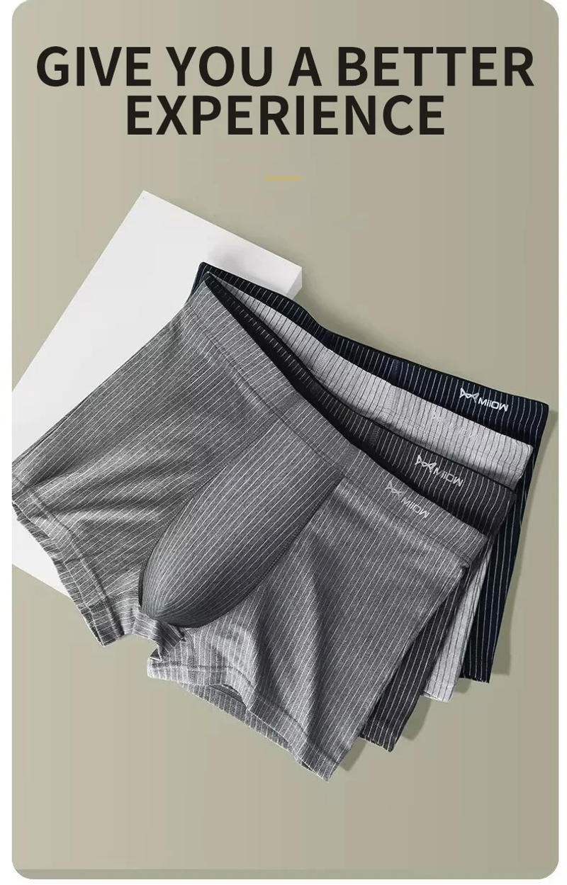 Description Picture 6 of itemMiiOW 4Pcs Cotton Men's Boxer Underwear Graphene Antibacterial Man Trunks Breathable Striped Men Underpants Boxers Male Panties