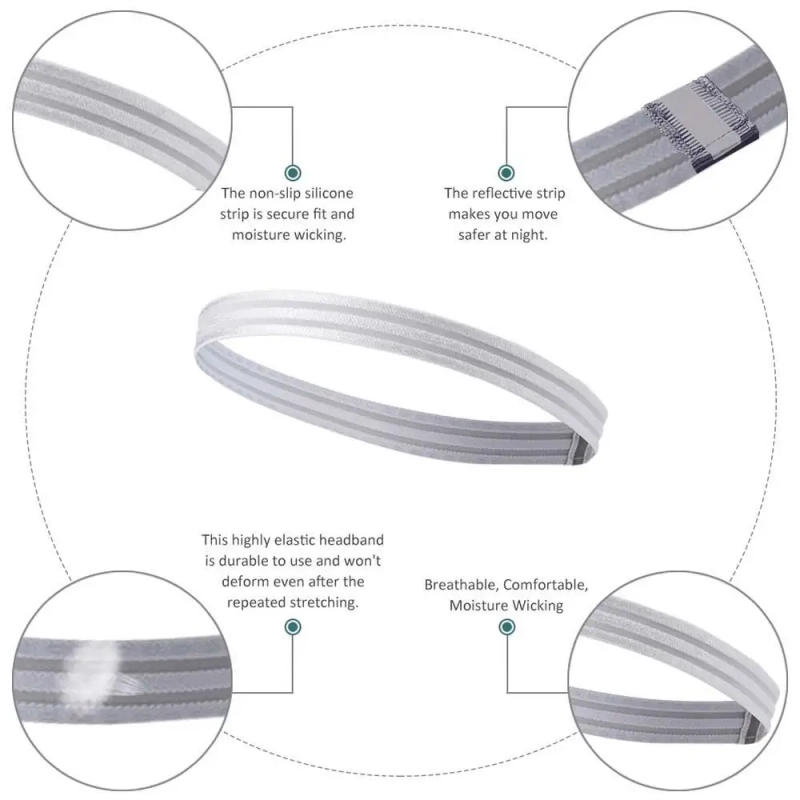 Description Picture 4 of item1Pc Anti-slip Women Sweatbands Football Yoga Pure Hair Bands Elastic Rubber Thin Sports Headband Men Hair Accessories Headwrap