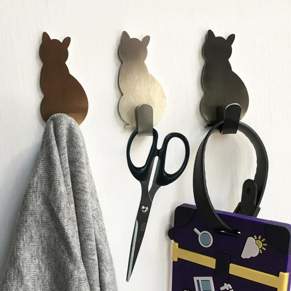 Description Picture 3 of item2Pcs Self Adhesive Hooks Cat Pattern Storage Holder for Bathroom Kitchen Hanger Stick on Wall Hanging Door Clothes Towel Racks