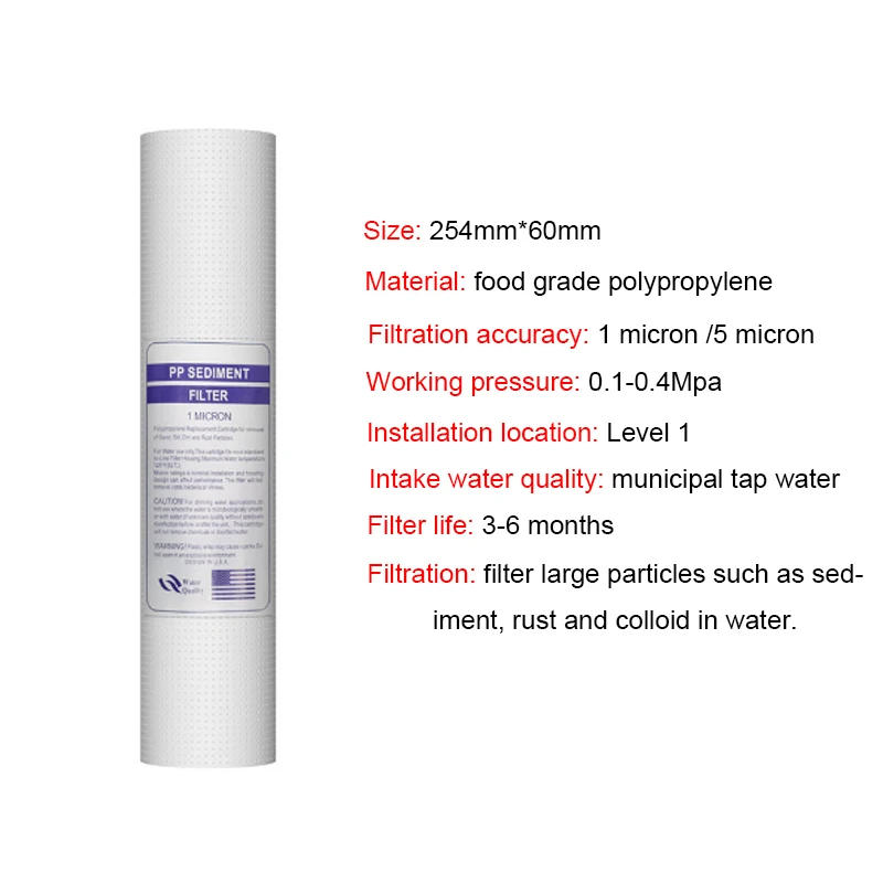 Description Picture 2 of itemHousehold Water Purifier 10 inch PP Cotton Filter 100g 1/5 Micron Sediment Water Replacement Cartridge RO Reverse Osmosis System