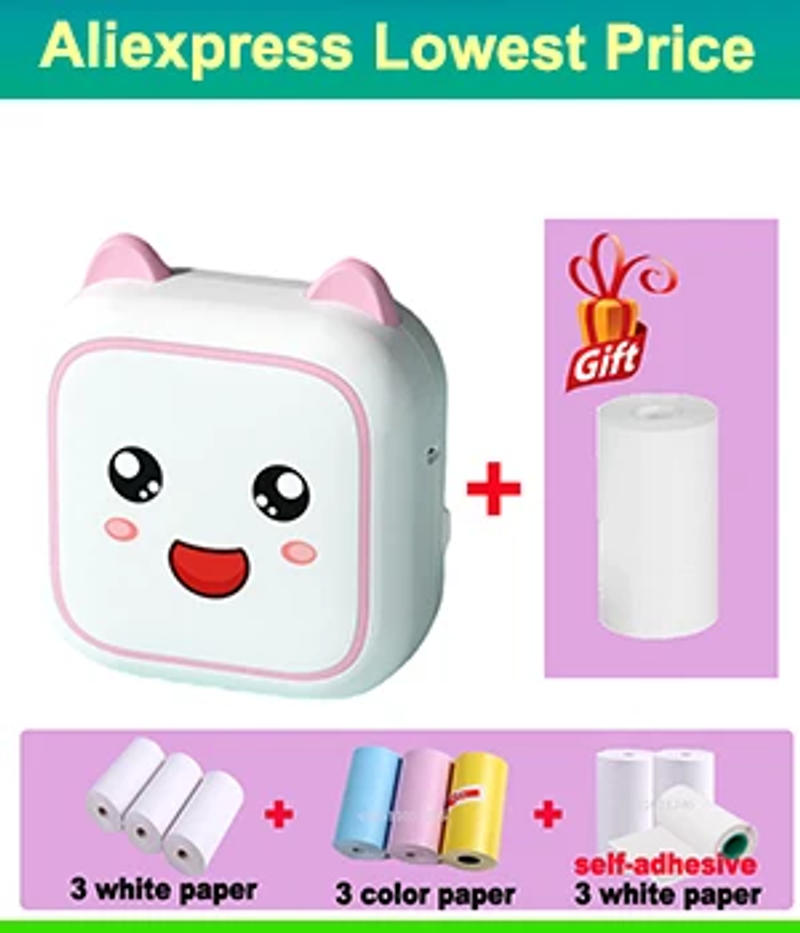 Description Picture 4 of itemKGG Mini Portable Thermal Printer Paper Photo Pocket Thermal Printer Printing Wireless BT Connect Printers 200dpi Photo Lable