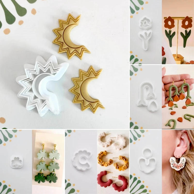 Description Picture 4 of itemUnique Shaped Polymer Clay Mold Sun/Flower/Clover Polymer Clay Cutter DIY Earrings Pendant Jewelry Making Clay Tools