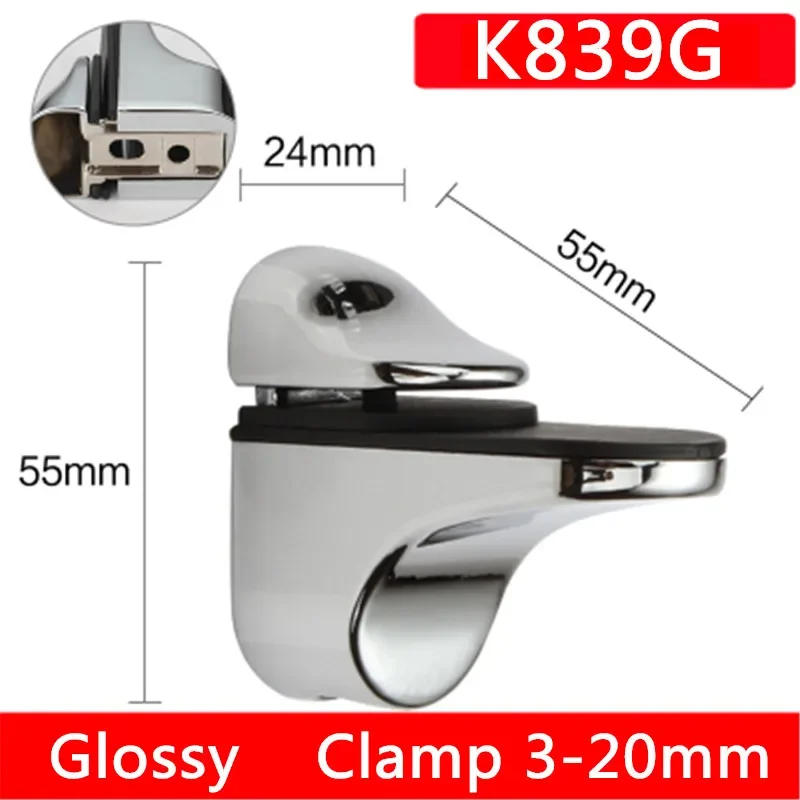 Description Picture 4 of itemGlass Shelf Bracket Clamp Solid Zinc Alloy Adjustable Wall Mount for 3-20mm Wood or Glass Shelves