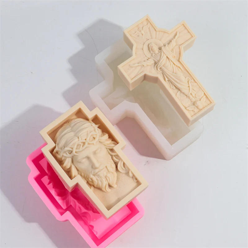 Description Picture 6 of itemLarge Jesus Cross Statue Silicone Mold Mythological Figure Sculpture Candle Mould Resin Soap Mold Jesus Gypsum Mould Home Decor