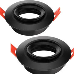 2pcs Aluminum Black Round Style Down Light Fixture Embed GU10 MR16 Front Knob Design Spot Light Housing Frame for Home Decor