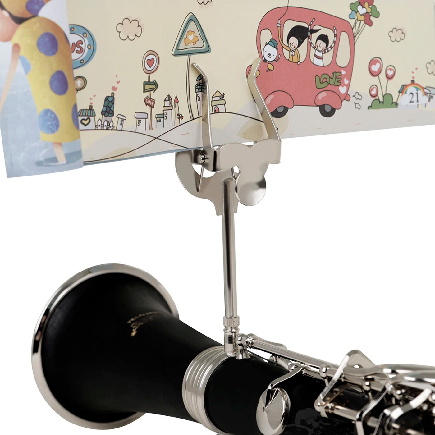 Description Picture 3 of itemBlackwinds Clarinet Sheet Music Stand Silver Portable Marching Music Stand Metal Stand Fixer Woodwind Instrument Accessories