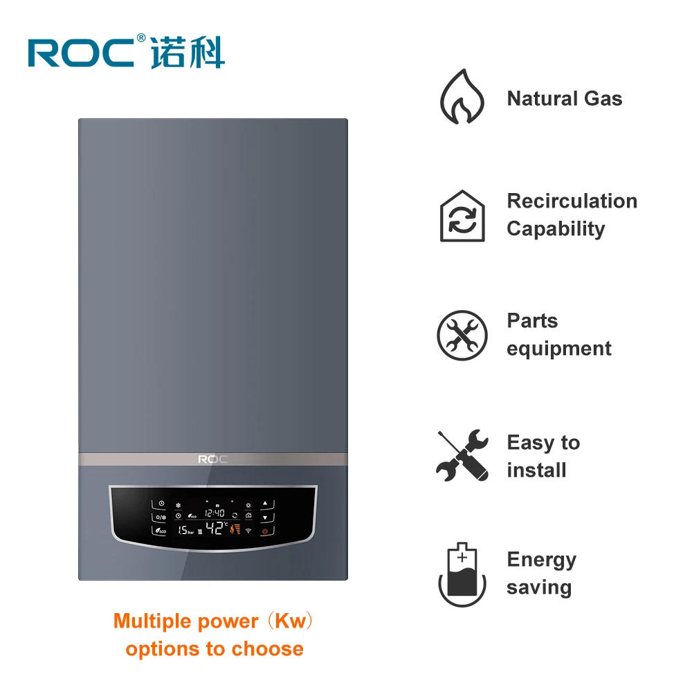 Description Picture 4 of itemROC 20KW 26KW 30KW Wall Mounted 220V Condensing Gas Boiler Indoor Heating Instant Bathroom Water Heater For Home Grey