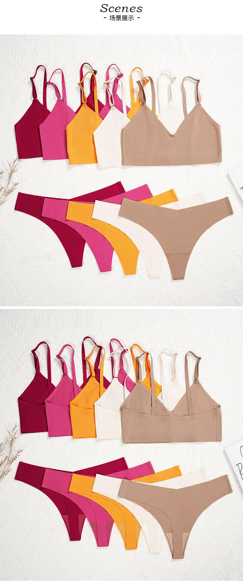 Description Picture 4 of itemDM Seamless Women Underwear Set Sexy Lingerie Tanks Top+ Brazilian Pantys Fitness Active Sports Push Up Girl Brassiere Sets