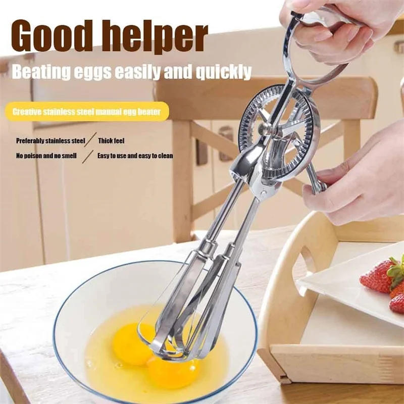 Description Picture 6 of itemManual Egg Beater Stainless Steel Double Rotate Multifunction Egg Beater Kitchen Turning Cream Utensils Baking Tool