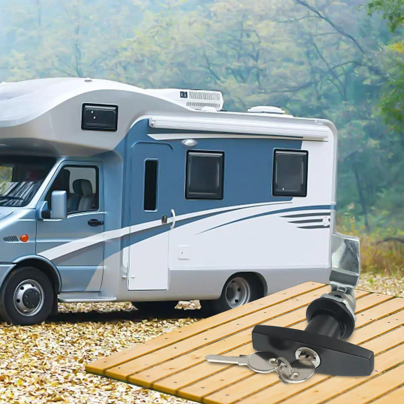 Description Picture 5 of item1pcs T Handle Lock With Keys Caravan Garage Shed Campervan Door Locks Home Improvement Garage Toolbox Electrical Box Lock
