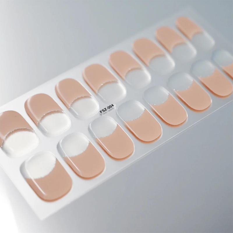 Description Picture 5 of item16TIPS French Nail Tips UV Semi Cured Nail Art Strips Red Adhesive Full Wrap Gel Waterproof Nail Wrap Super Easy Decal Tips