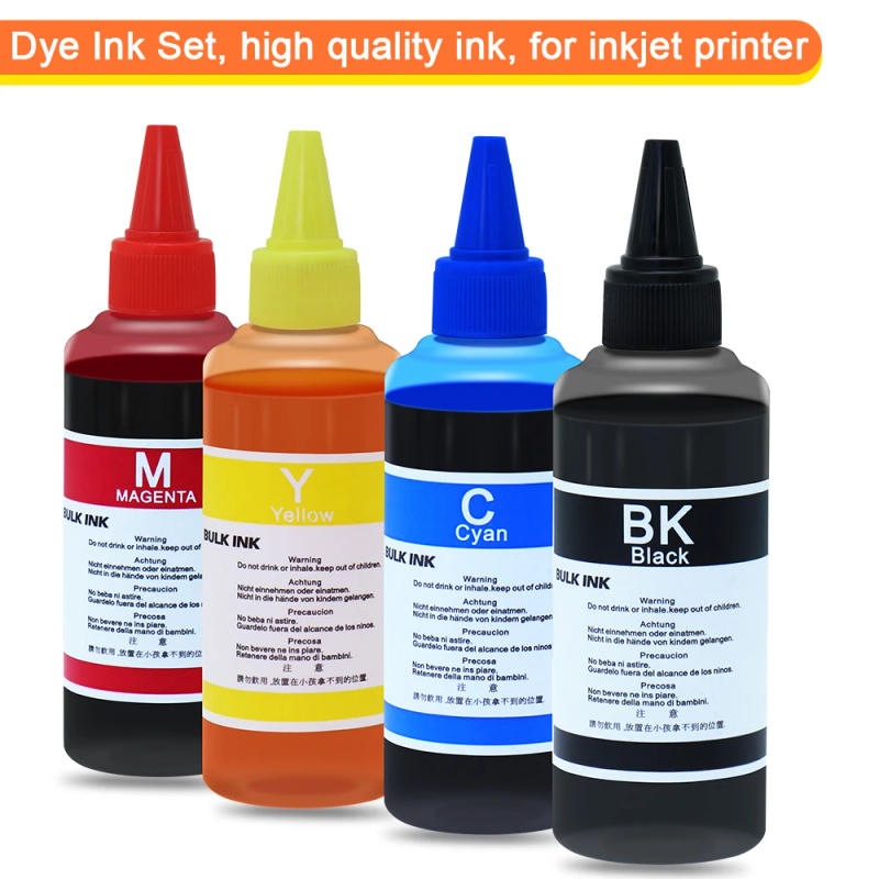 Description Picture 3 of item100ml Dye Ink Universal Refill Ink Kits Suit For HP Canon Epson Brother Inkjet Printer BK C M Y Refillable Cartridge Bulk Ink