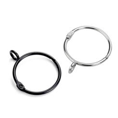 20x Openable Decorative Shower Curtain Ring for Bathroom Shower Rod Black/Silver