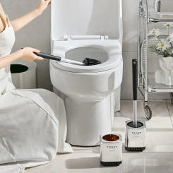 40 CM long TPR Toilet Brush Toilet Bowl Brush with Holder Set Wall Hanging Toilet Brush Flexible Soft Cleaning Bristle floor