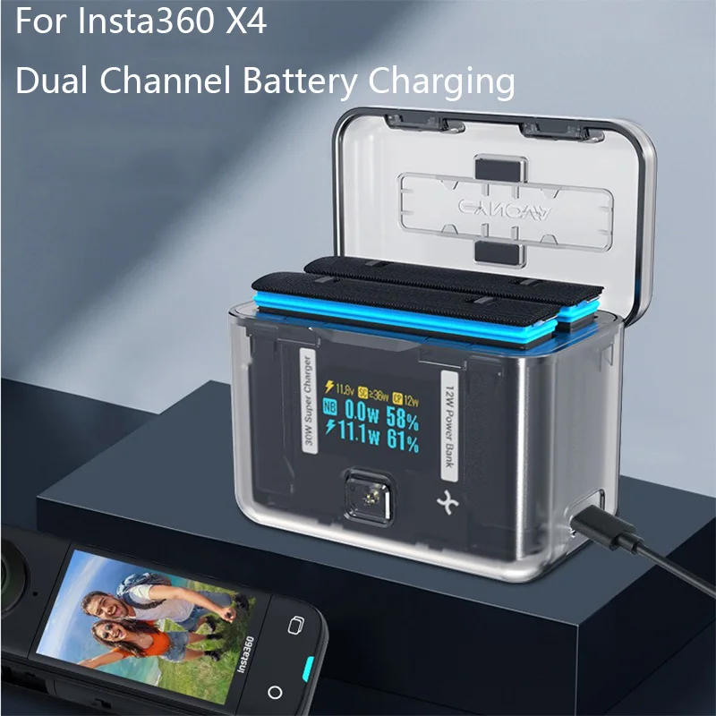 Description Picture 2 of itemDual Channel Battery Charge Box for Insta360 X4 Fast Charging Case Charger Hub for Insta360 X4 Camera Accessories