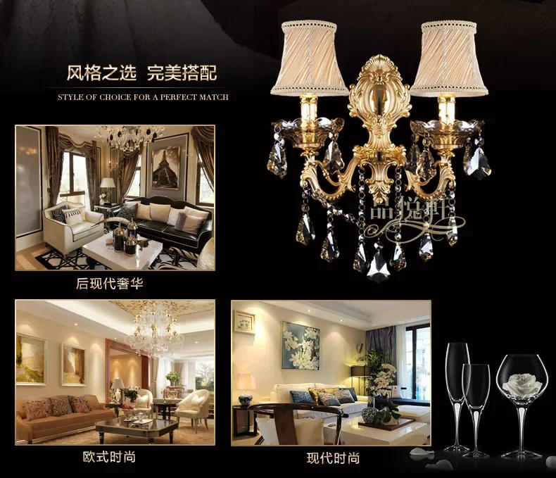 Description Picture 6 of itemFashion Crystal Wall Lamps LED Room Decor Background Sconce Lights Candle Wall Lamp Stair Lamp Bedroom Bedside Lamp Mirror Light