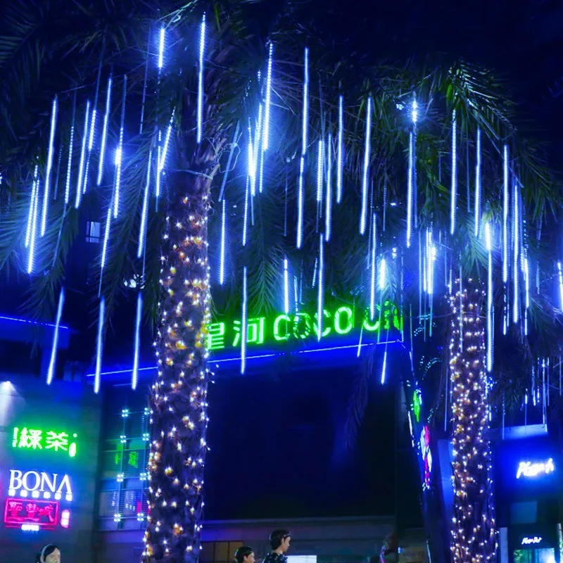 Description Picture 5 of item32/24/12 Tubes 30/50cm LED Meteor Shower Fairy String Garland Curtain Lights Christmas Decor Outdoor Wedding Street Garden Decor