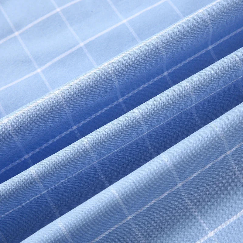 Description Picture 5 of item100% Cotton Breathable Men Oxford Short Sleeve Summer Plaid Shirt Striped Male Shirt Business Regular Fit Oversized Shirt