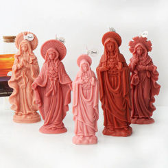 15-19cm 3D Virgin Mary and Jesus Silicone Mold DIY Scented Candle Making Home Decor Gypsum Resin Casting Mould Craft Candle Mold
