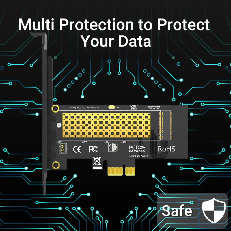 Description Picture 4 of itemJEYI M.2 NVME SSD to PCIE X1 Adapter Card, 2280 SSD PCIe 3.0 4.0 Expansion Card for Desktop PC, PCI-E GEN4 16Gbps Full Speed SK1