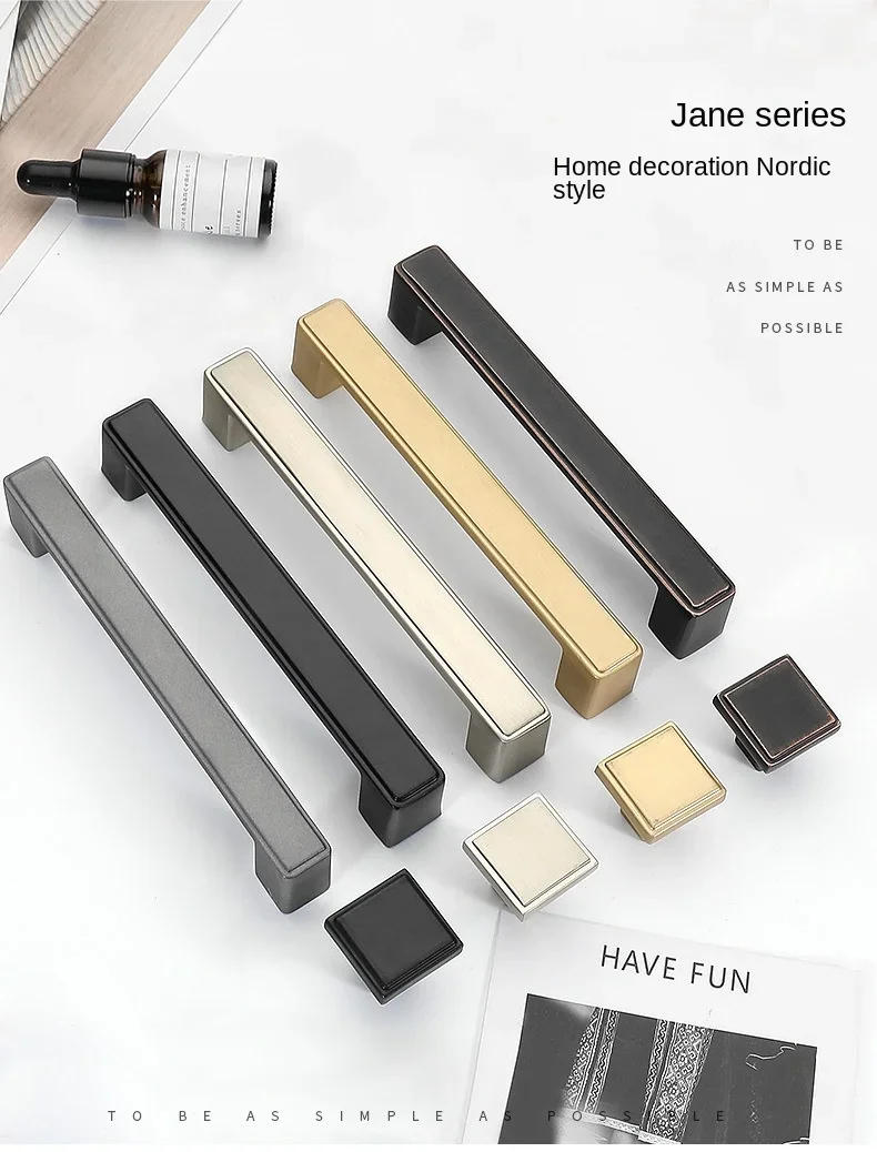 Description Picture 2 of itemFurniture Handle Drawer Knobs and Handles for Cabinet Wardrobe Zinc Alloy Door Pull 96mm/128mm/160mm/192mm/320mm Hole Pitch
