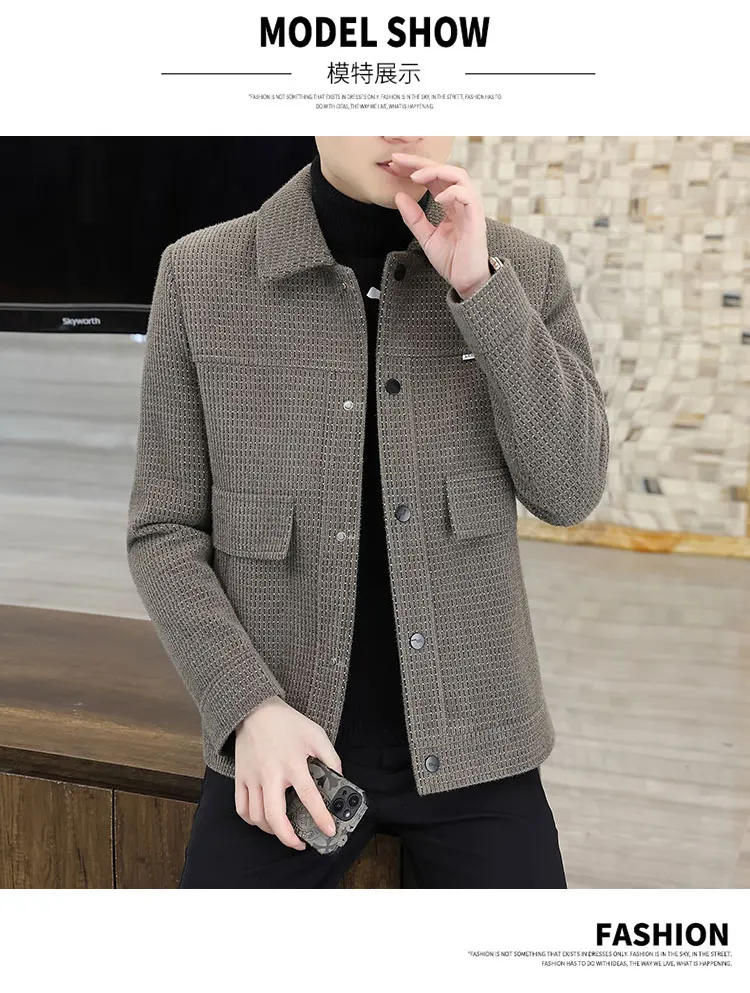 Description Picture 6 of itemHigh Quality Winter Woolen Jacket for Men Slim Fit Casual Business Overcoat Men Clothing Social Streetwear Wool Blends Coat 2023