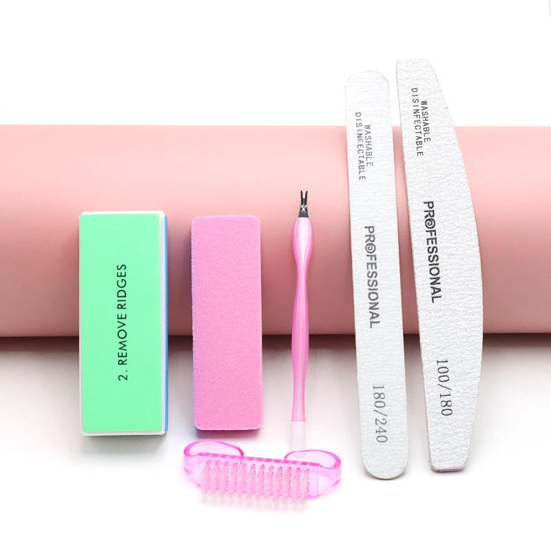 Description Picture 2 of item6Pcs/Set Professional Nail Files Manicure Sets Polishing Sanding Buffer File Pedicure Tool Cuticle Pusher Nail Brushes Accssory