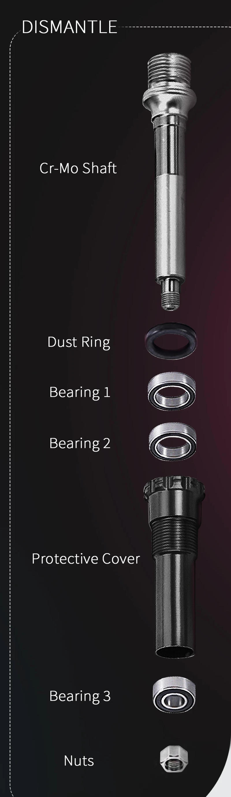 Description Picture 5 of itemKRSEC Bicycle Pedal Aluminum alloy Ultralight Seal 3 Bearing MTB Bicycle Pedals Accessories Mountain Road Bike Bearing Pedal