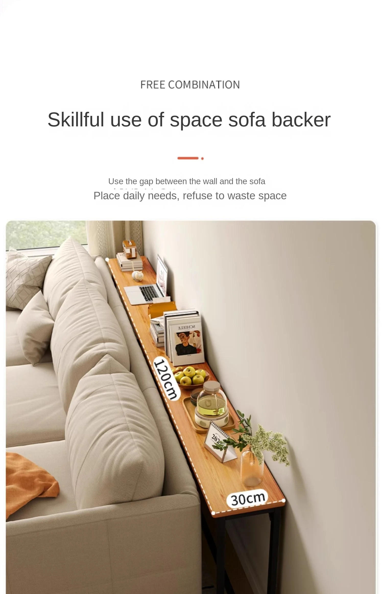 Description Picture 4 of itemSofa Frame, Storage Rack, Bedside Cabinet Bedside Bed Tail Bed Seam Storage Cabinet, Living Room Wall Household Long Shelf