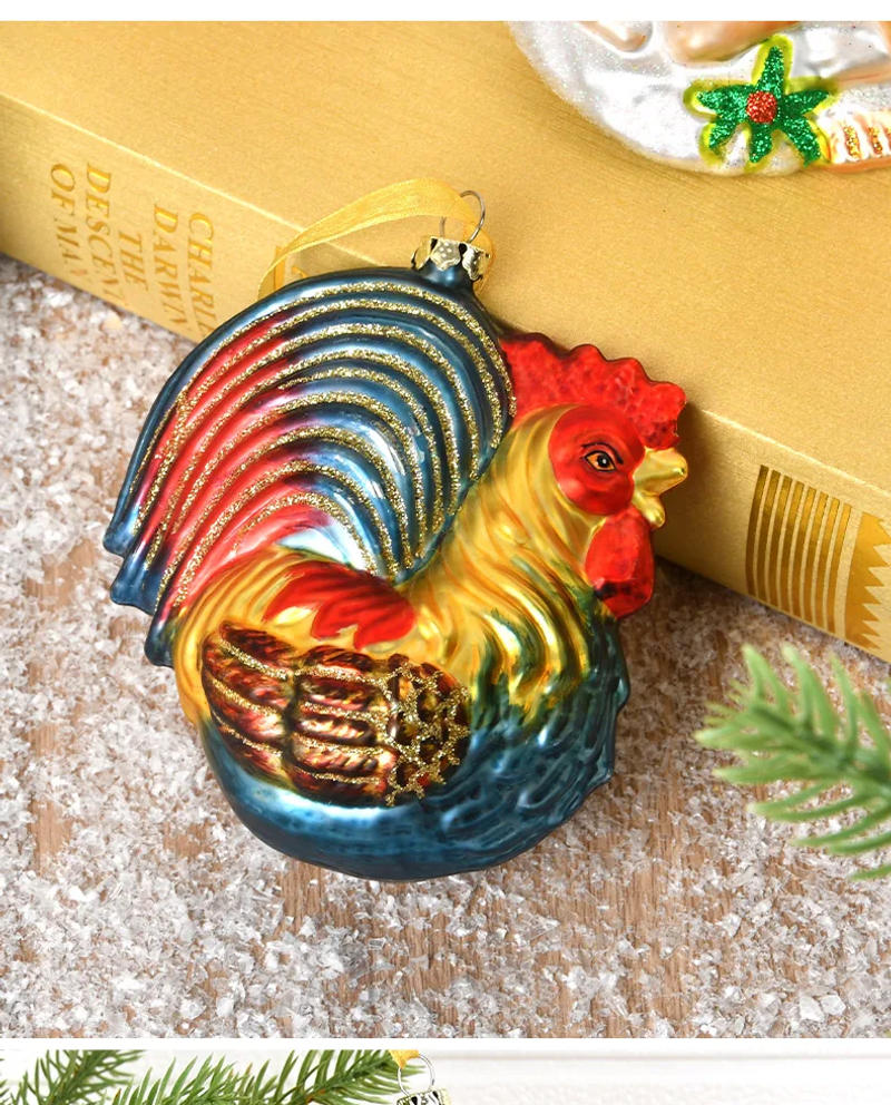 Description Picture 4 of itemChristmas ornaments, glass paintings, roosters, pandas, animal shapes, charms, home christmas tree scenes, dress up pendants
