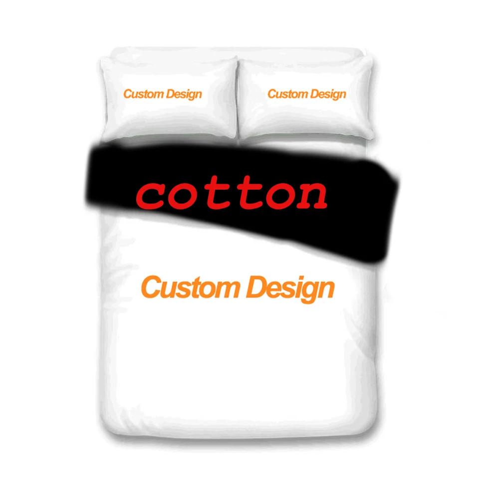 Description Picture 6 of itemCustomize Photo Logo Cotton Bedding Set Luxury Brand Duvet Cover Set with Pillowcase DIY Kids Adult Bed Set King Queen Size 3pcs