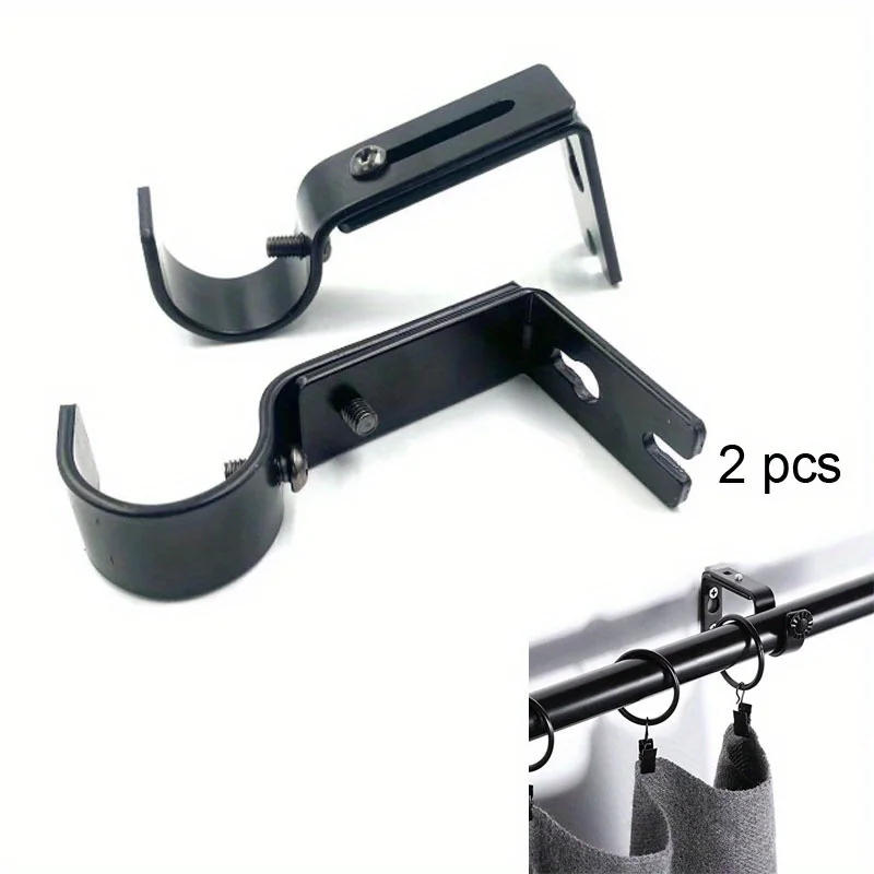 Description Picture 2 of item2pcs Metal Curtain Rod Brackets Set Drapery Poles Parts For Drapes Door Curtains Door Rust Hardware Dressing Easy Installation
