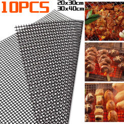 10/1pcs Non-stick BBQ Grill Mat Reusable Heat Resistant BBQ Baking Net Pad Breathable Tray Mat Liner Outdoor Party Baking Tools