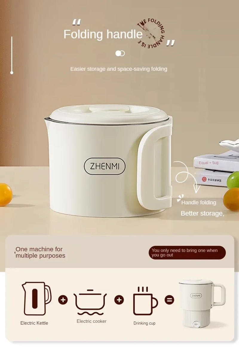 Description Picture 6 of itemAll-Steel 220V Folding Kettle Travel Business Traveling Portable Kettle Stainless Steel Electric Heating Cup Mini Household