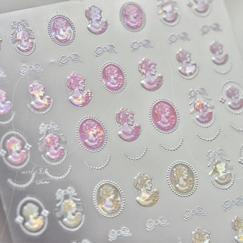 Description Picture 3 of item1pcs 5D Japanese Profile Picture Nail Art Stickers Kawaii Glitter Shell Relief Nail Decorations Adhesive Decals DIY Accessories