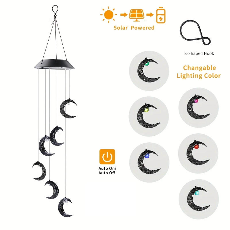 Description Picture 6 of itemSolar outdoor home courtyard decoration pendant light, wind chime light, solar crescent wind chime light