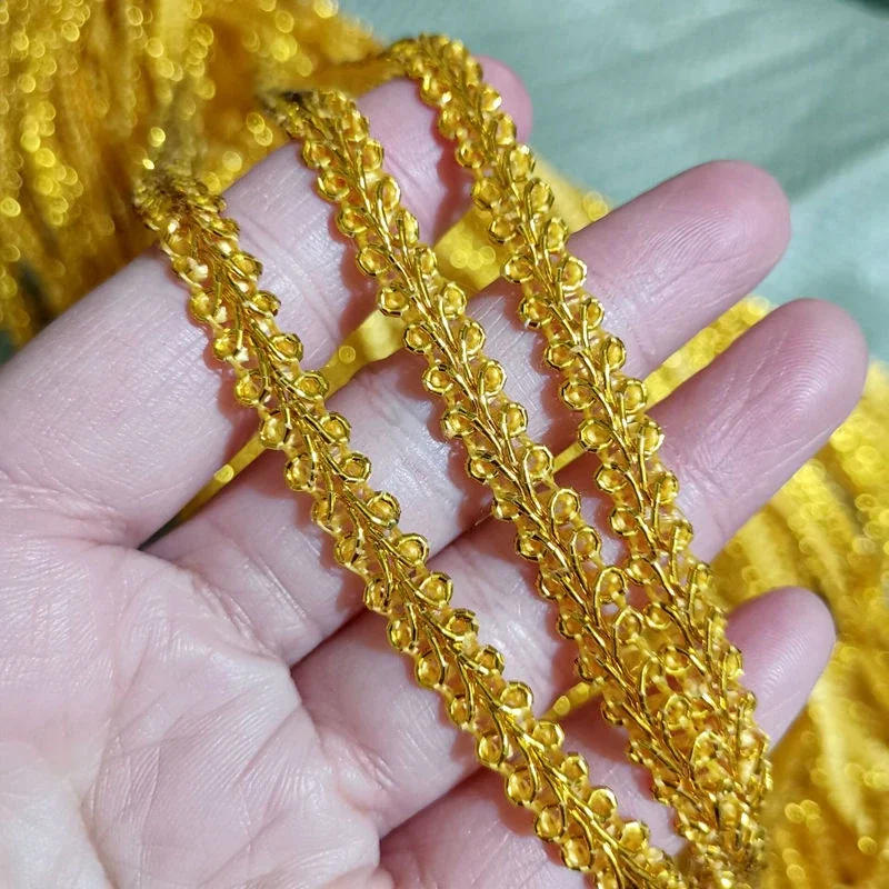 Description Picture 3 of item40 Meter 8mm Gold Lace Trims Knitted Ribbon Tapes Sewing Piping for Cosplay Clothes Handmade Accessories DIY Crafts Trimming