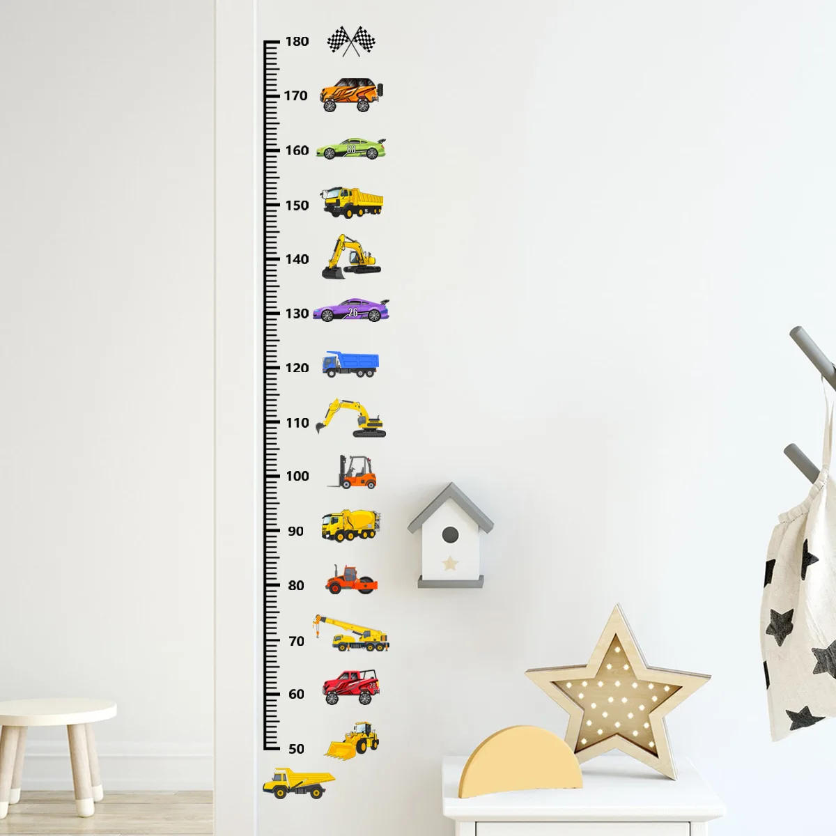 Description Picture 3 of itemTransport Truck/Cars Growth Chart for Kids Wall Stickers Measure Height Wall Chart Children Ruler Nursery Room Decor Wall Art